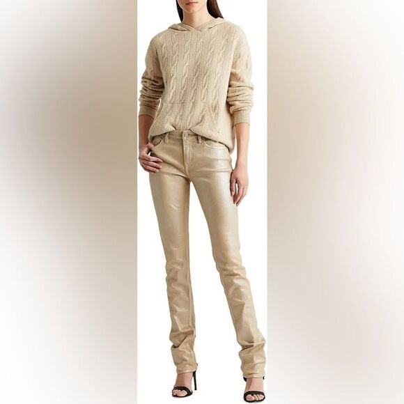 Ralph Lauren Pre-Spring Collection Sand Pearlescent Foil 160 Skinny Stretch Jean - Picture 5 of 16